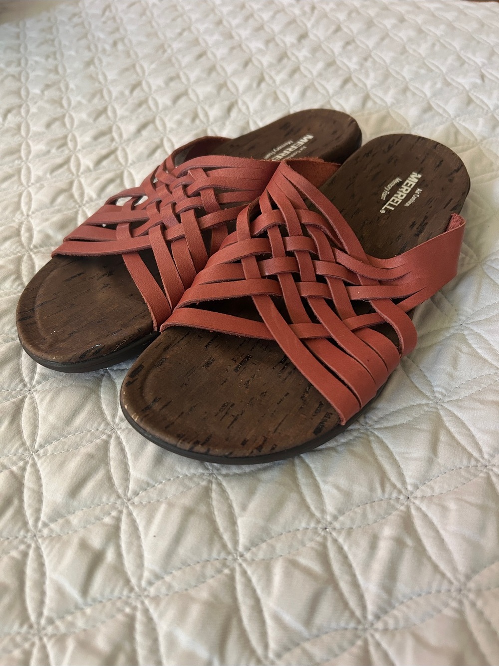 Merrell Women's Woven Slide Sandals in Terracotta